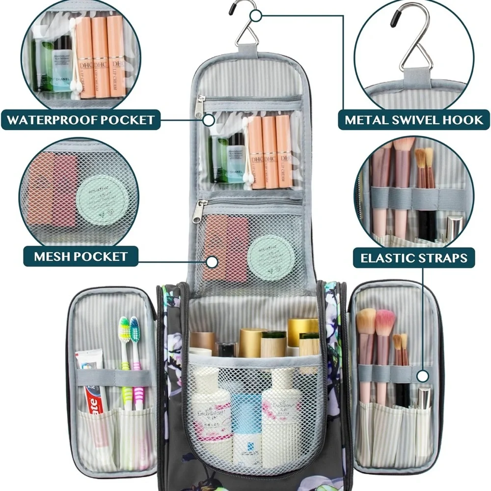 Kiehl's Gray Makeup Organizer with Hanging Hook